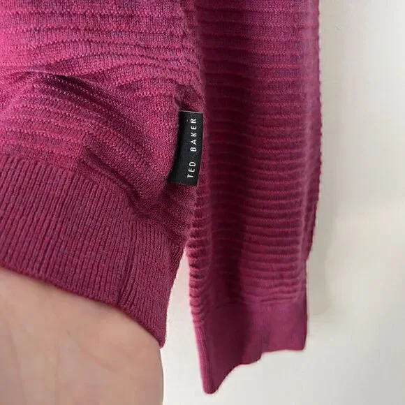 Ted Baker Men's Potter Crewneck Sweater Size 6 2XL Pink Ribbed Wool Blend - Picture 6 of 7